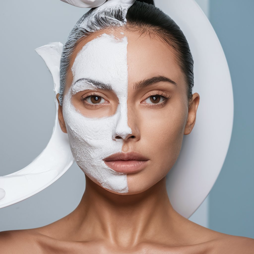 A clean photo showcasing client face half facial